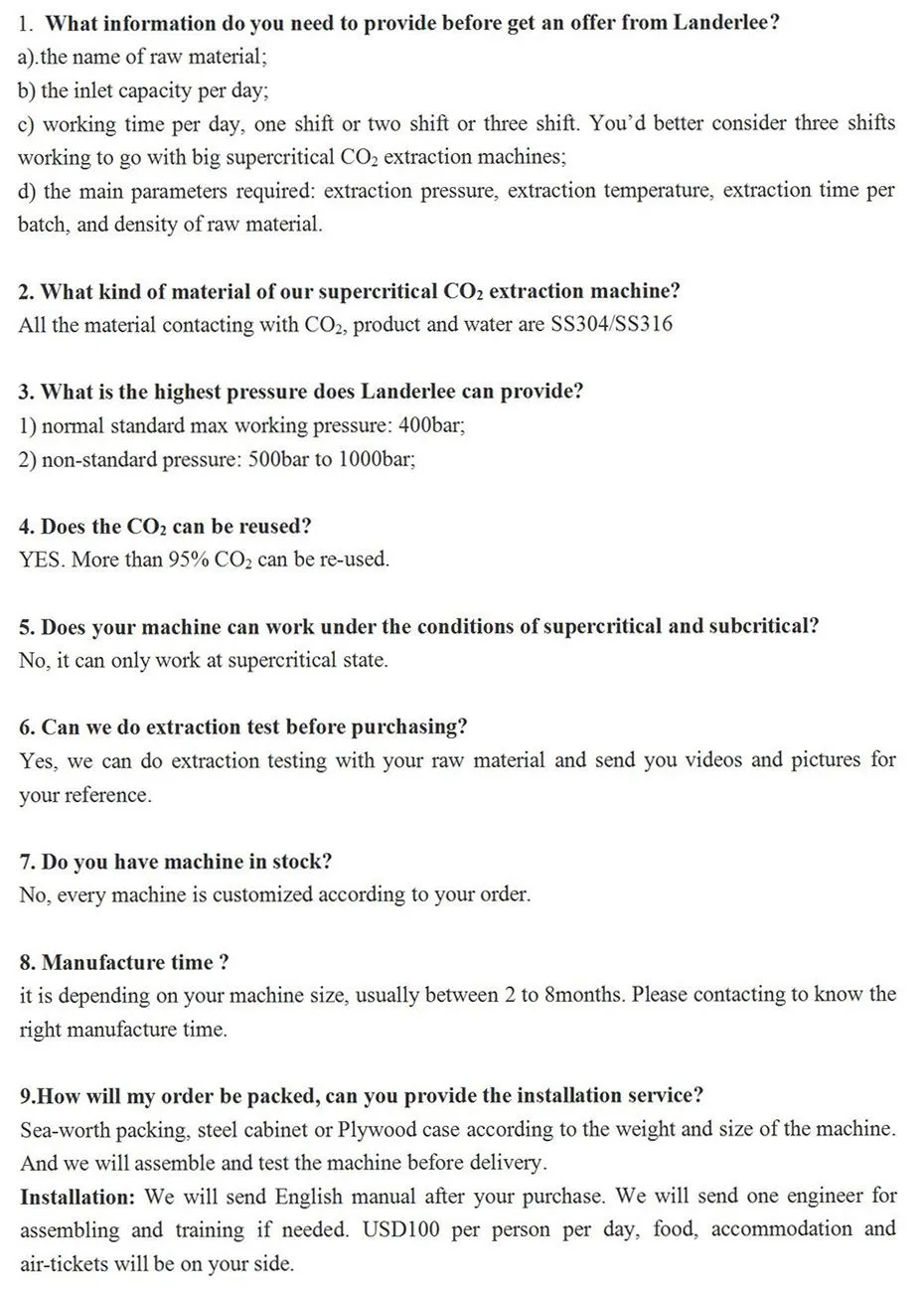 FAQ of subcritical CO2 extraction device